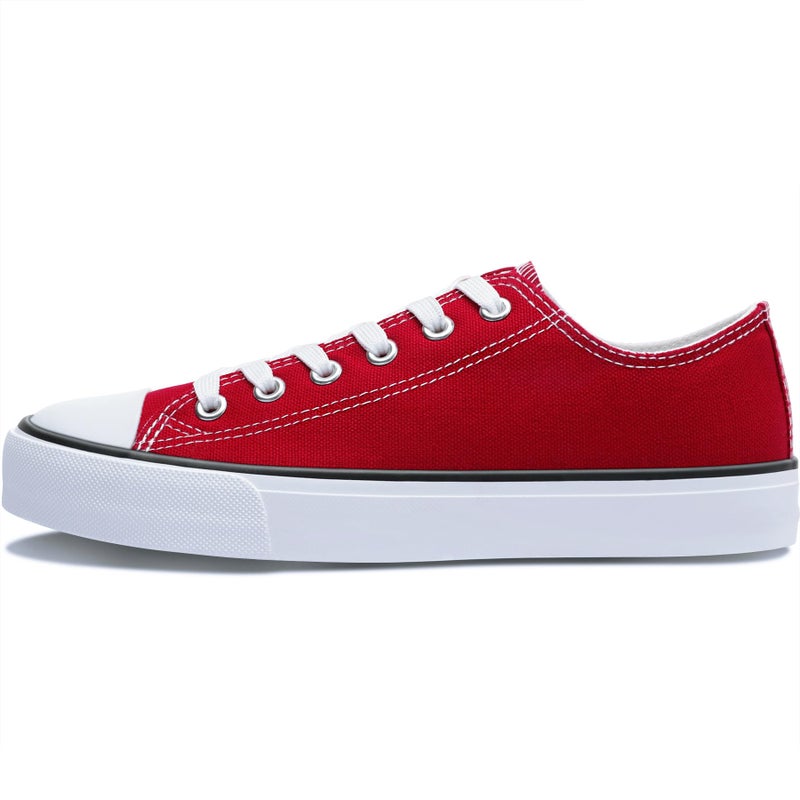 Obtaom Women Red Canvas Shoes Low Top Fashion Sneakers Slip on Walking Canvas Shoe(Red US 06) - Image 2